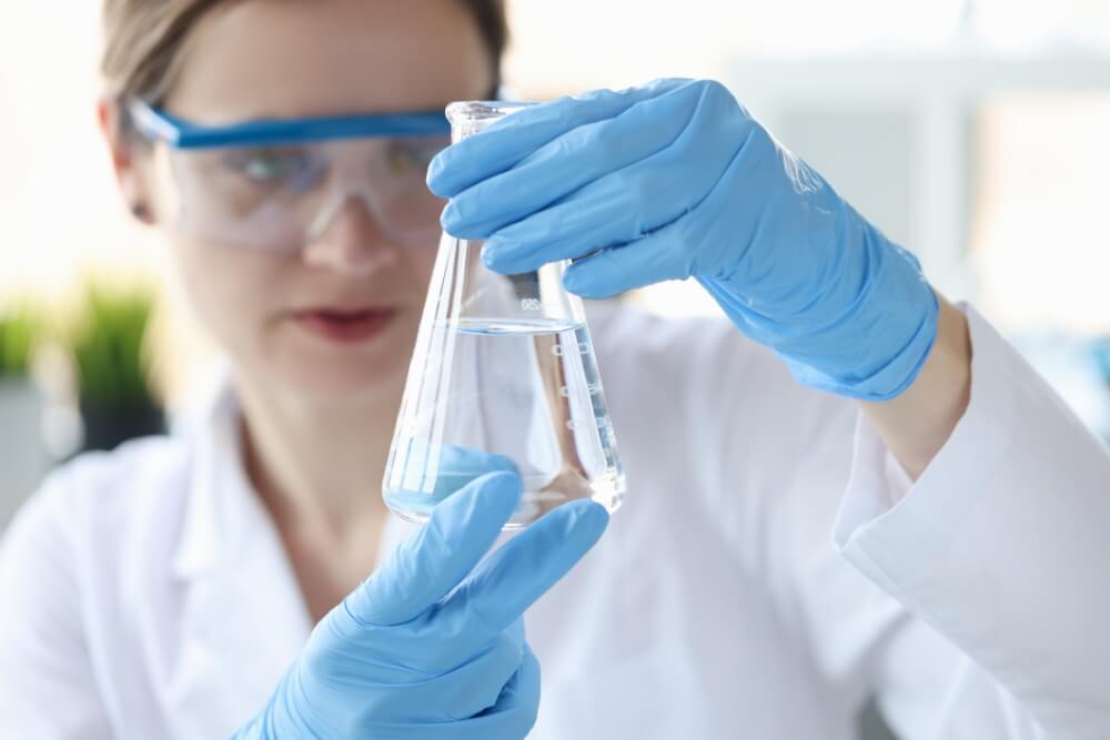 water testing lab beaker
